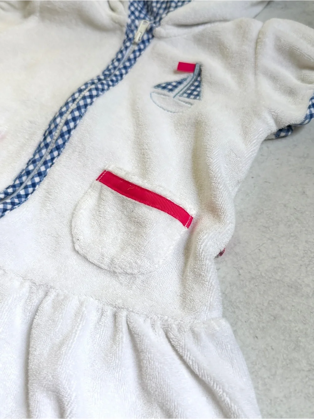 18M⚓️ Le Top Nautical Gingham Sailboat Stripe Swimsuit & Matching Terry Coverup